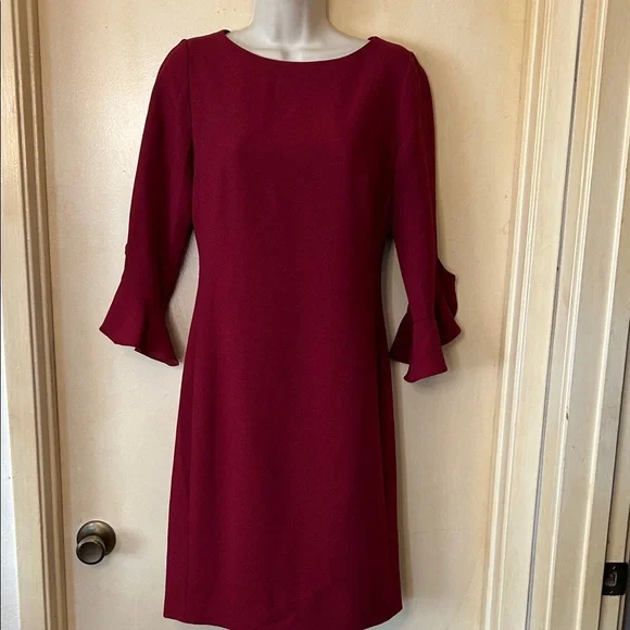 open lace back dress 1984 Chanel by Karl Lagerfeld Runway Red Silk Chiffon Ruffle-Sleeve Go
